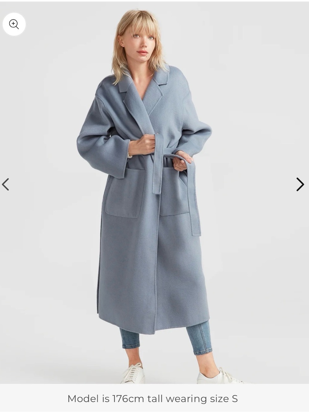 Belle & Bloom Wide Awake Split Hem Wool Blend Overcoat - Denim Blue size small